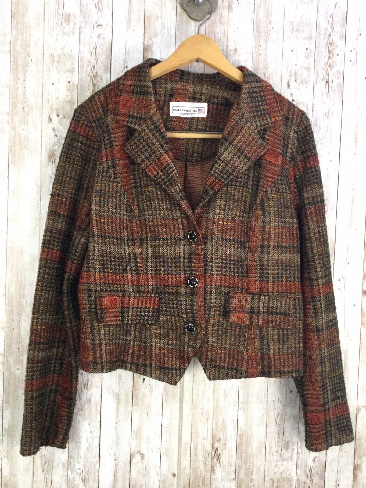 Vtg Pablo Collection Cropped Jacket Retro Blazer Earthy Tone M L
