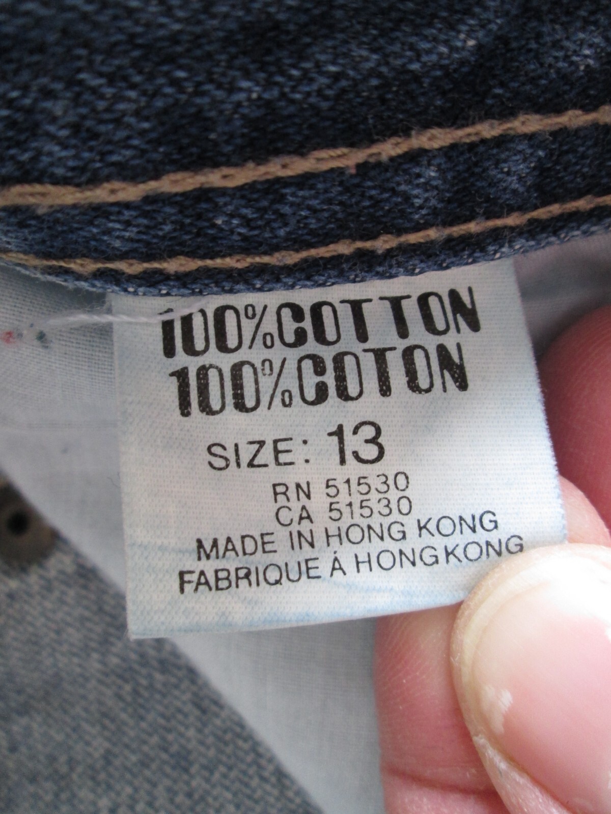 „Vintage ’45” Women’s Blue Jeans 13 28×28 Wide Leg Cotton High Waist Hong Kong
