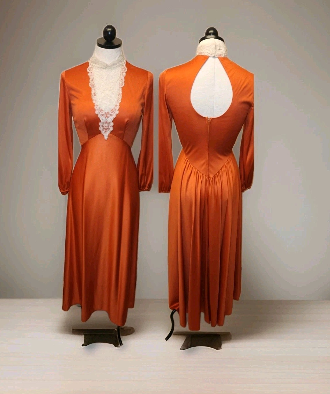 Vintage Unlabled Rust Long Knit Dress*sz10(Photo Measurements)*Excellent Cond.!!