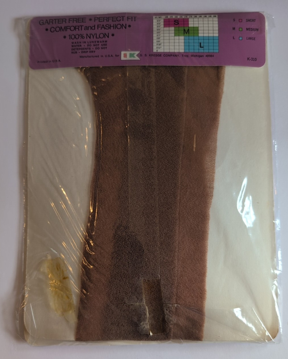 Vtg NOS 70s Sheer Seamless Stretch Pantyhose Suntone TALL Queen Size DH4/126 NIP