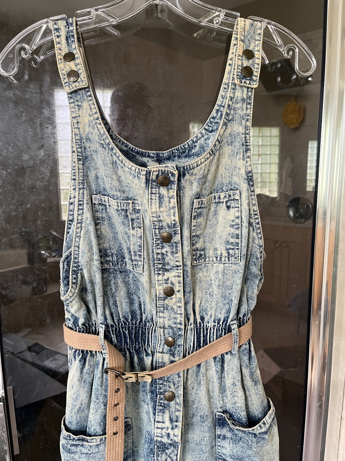 Vintage 80s IDEAS Denim Acid Wash Jean Overalls Jumpsuit w/Belt Women’s M