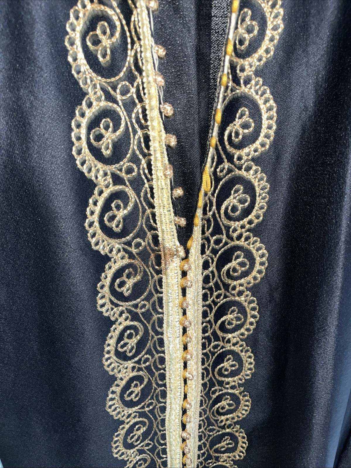 Vtg Caftan Robe Large Moroccan Gold Trim Small