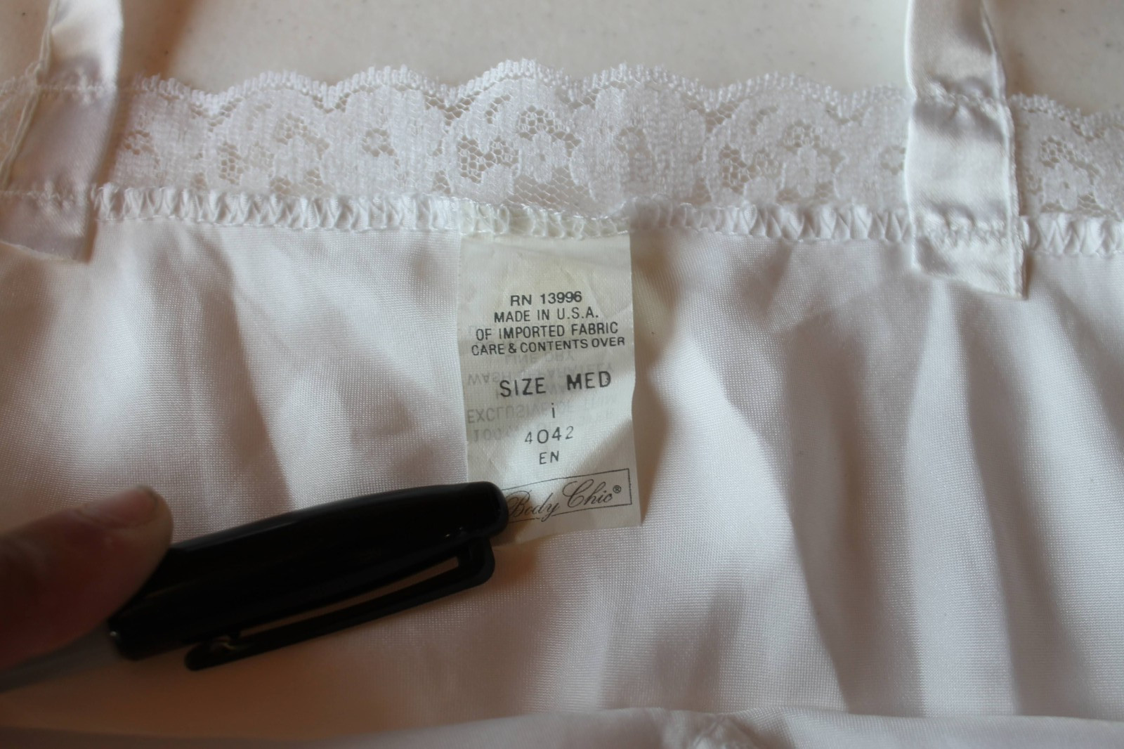 Vintage Body Chic Lingerie Set White Satin Lace Camisole Tap Shorts Bridal Med