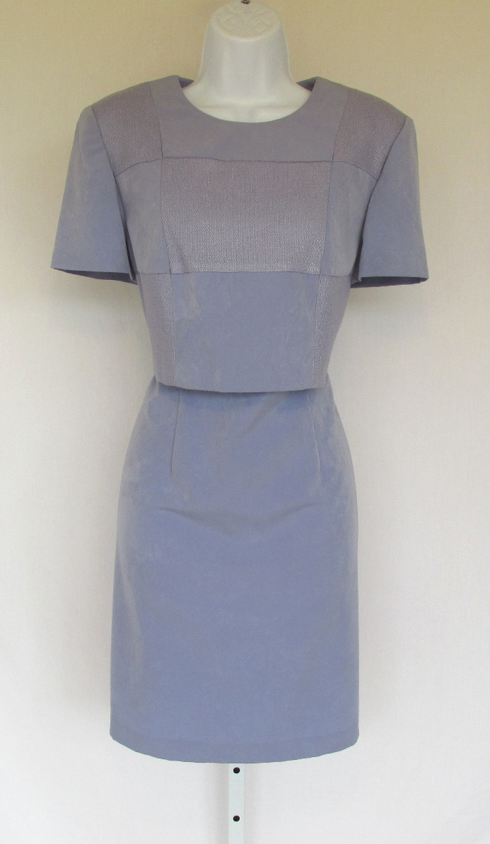 VINTAGE 1970s 80s EXPO PETITES DRESS PASTEL LAVENDER COLOR OVERLAP TOP