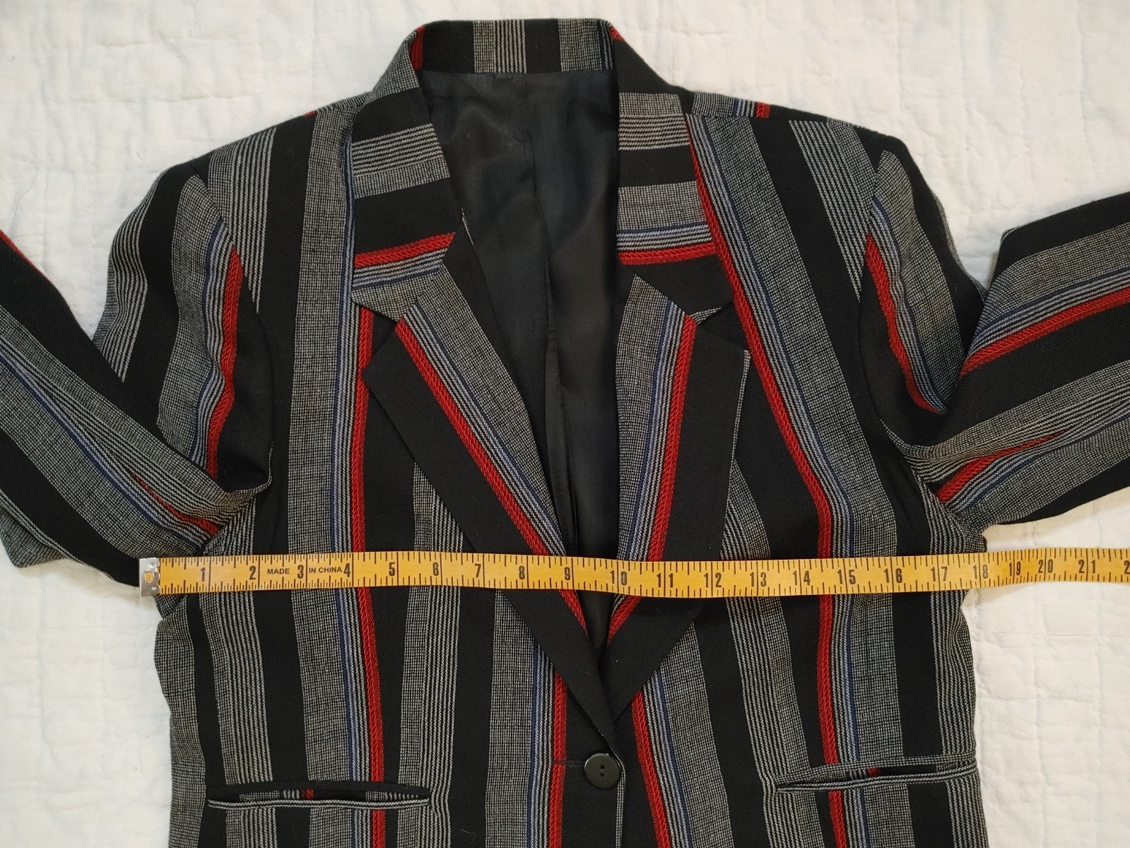Vintage Wool Suit Jacket Short Richard Benay sz 11/12 Black Red Gray Bolero