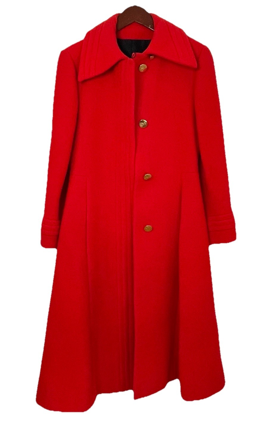 Vtg 60s Pauline Trigere Vermillion Wool Swing Coat RARE Mid Century Mod French