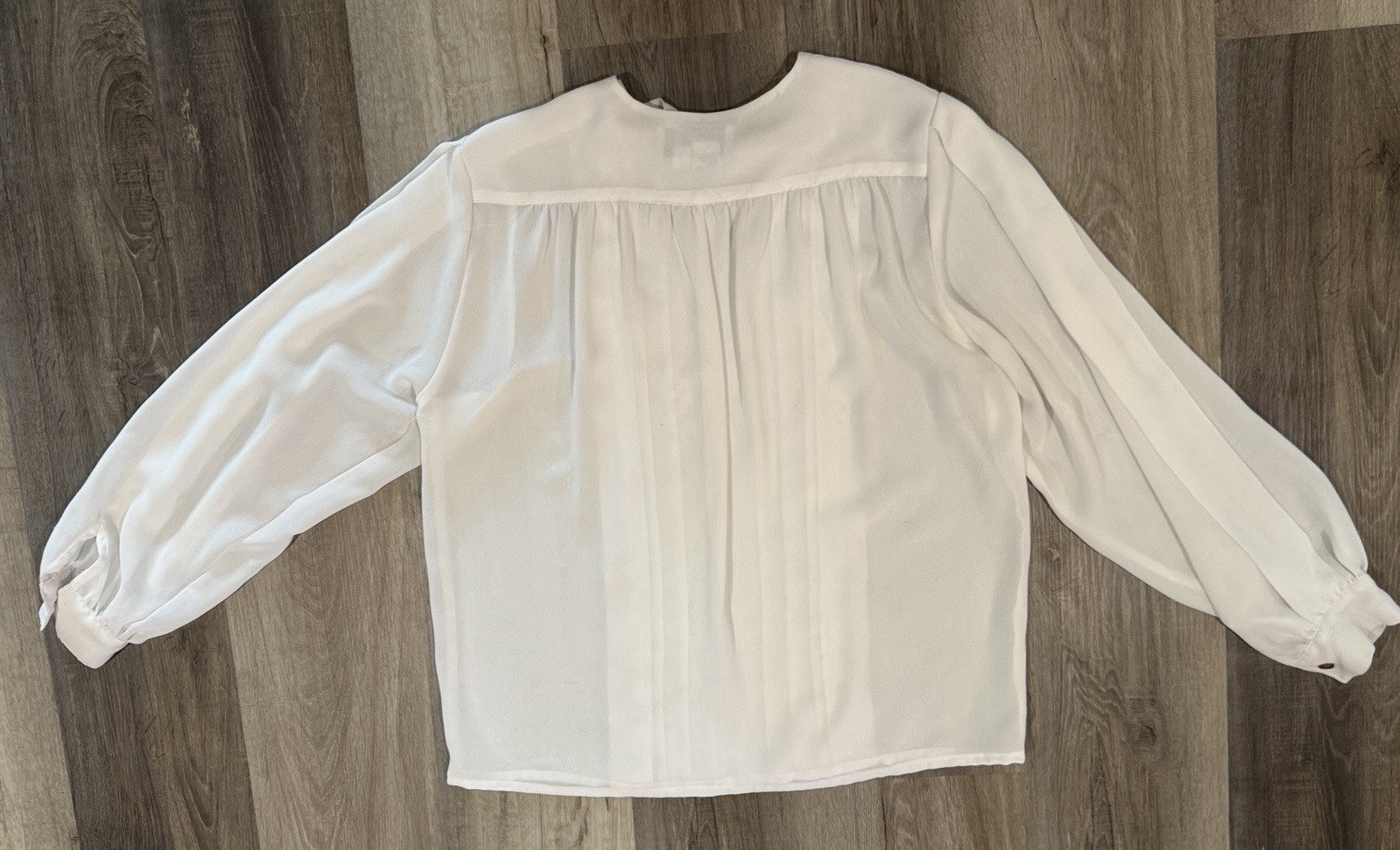 Vintage Josephine White Longsleeved Secretary Blouse Womens Sz 12 Office Dressy