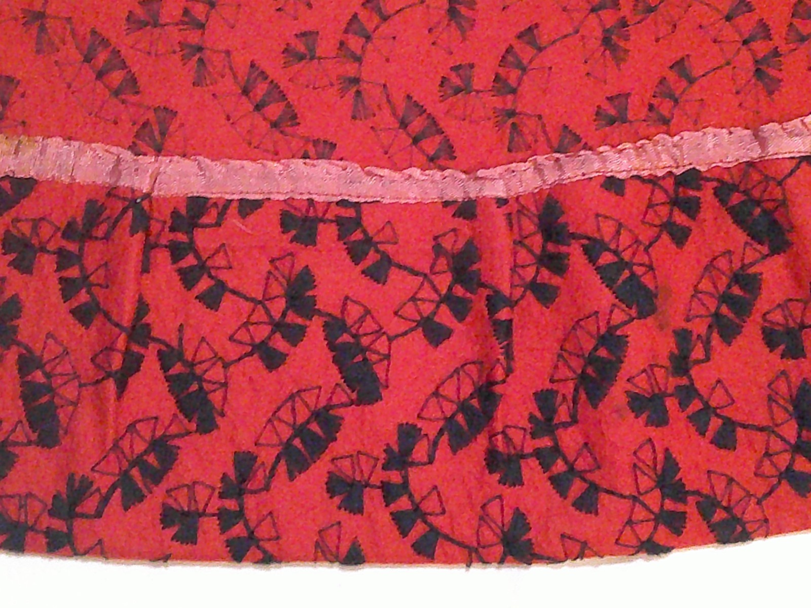 Vtg 50s Rockabilly Red Wool Felt Embroidered Swing Full Sweep Circle Skirt XS