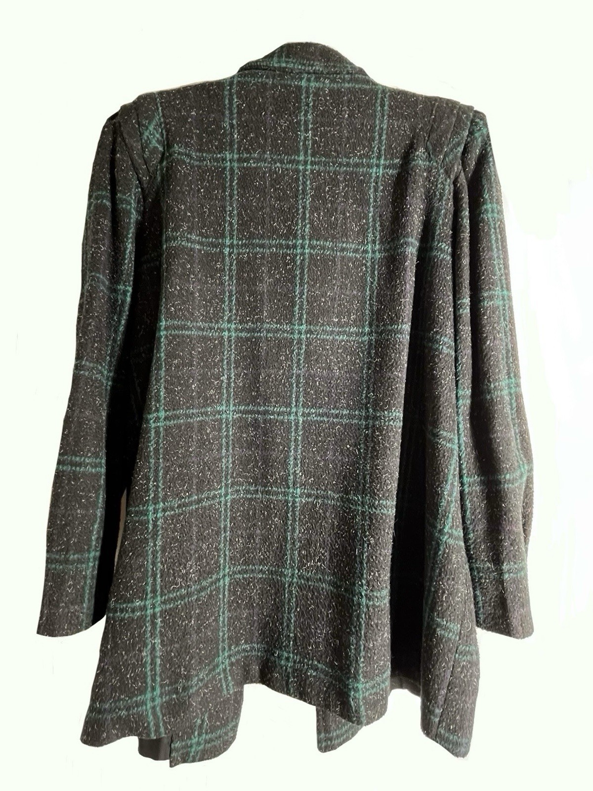 Blazer Size 18 Vintage 1980 Mariel shoulder pads Black And Green Wool Blend