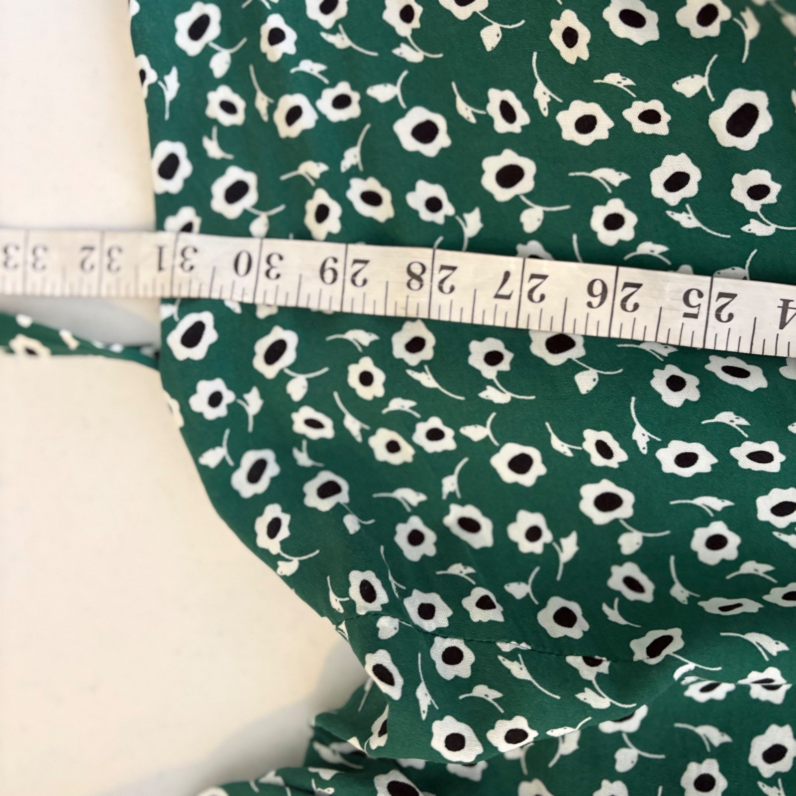Loralette Green Floral Daisy Tiered Midi Dress Plus Size 30/32 V-Neck Boho Tie