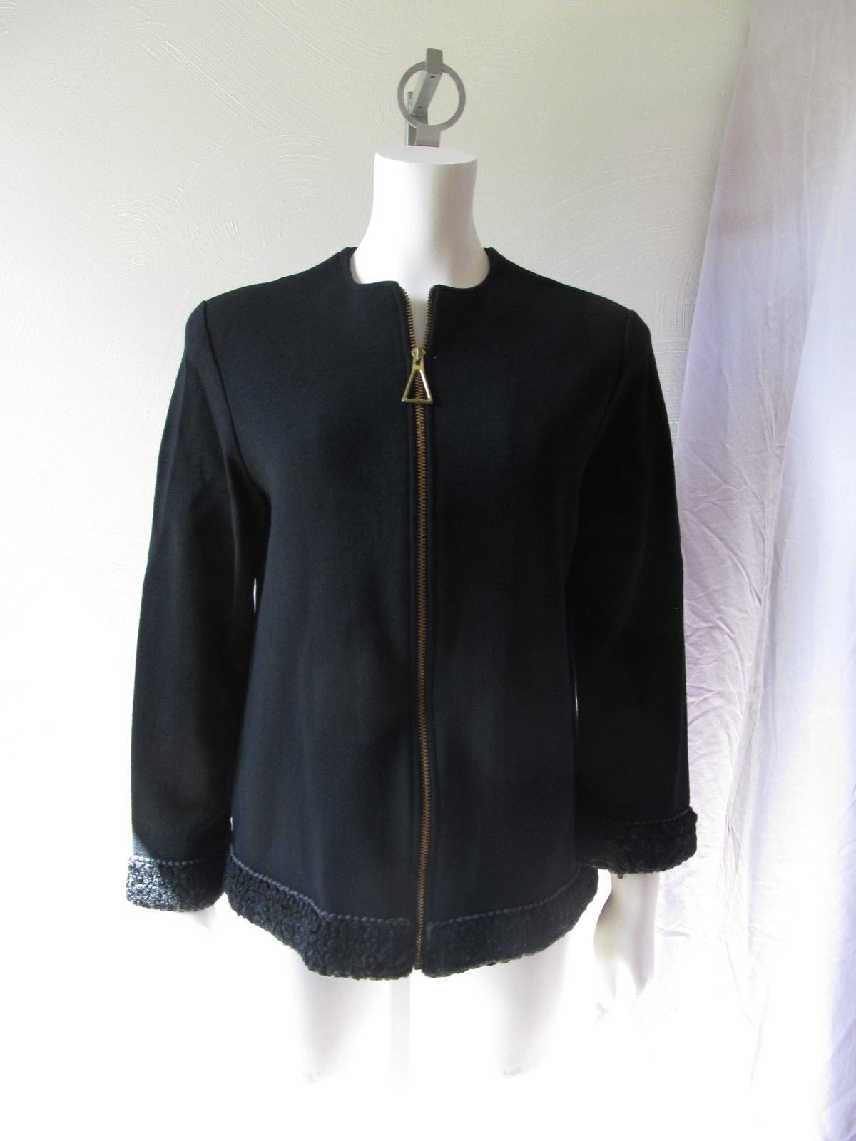 NANETTE LEPORE ROBESPIERRE S Black Wool Zip Jacket Goth Punk Grunge Diva Funky