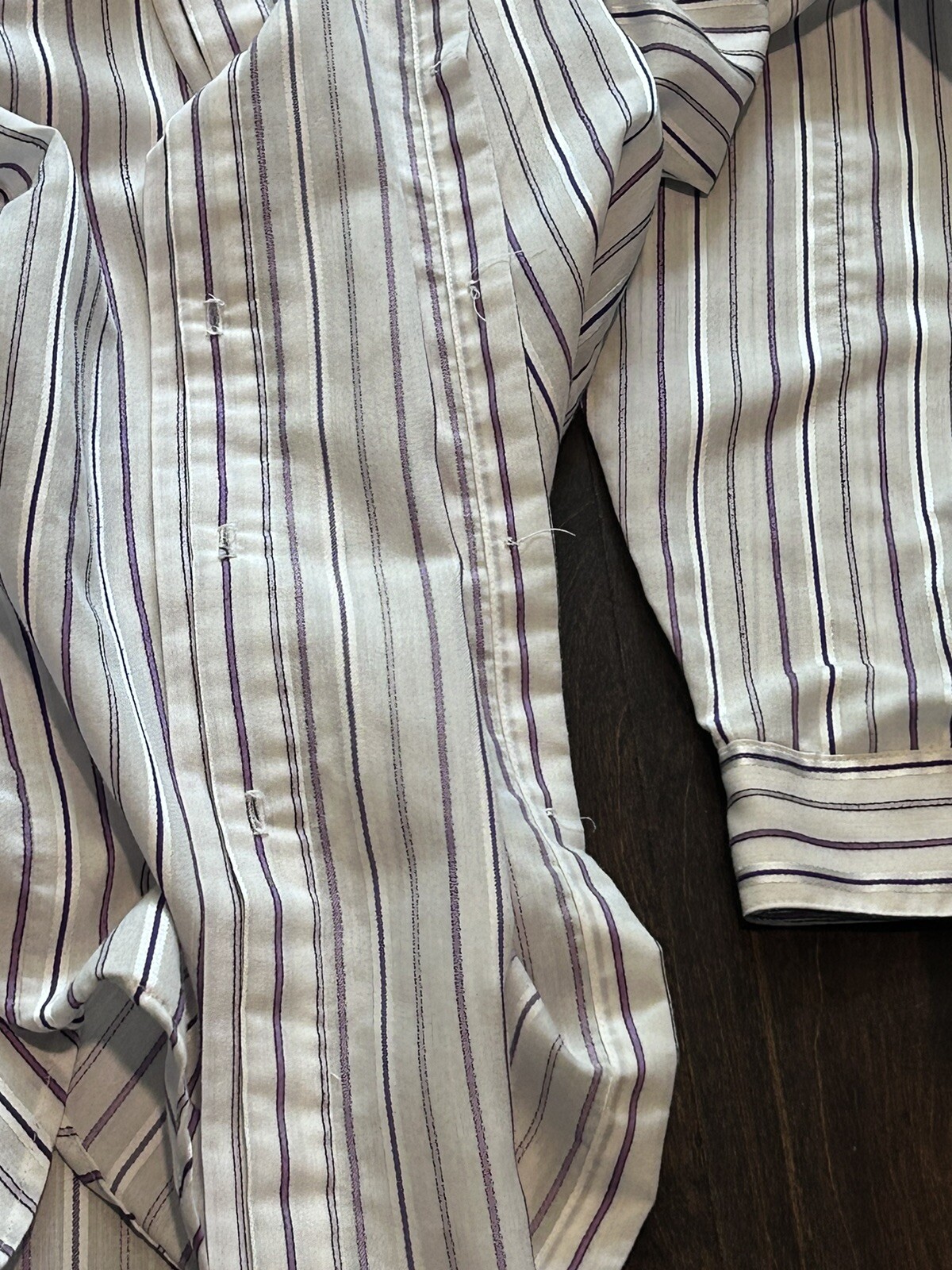 Vtg 80s Women’s Cobble Lane Shirtmakers Purples & Whites Stripes button shirt 12