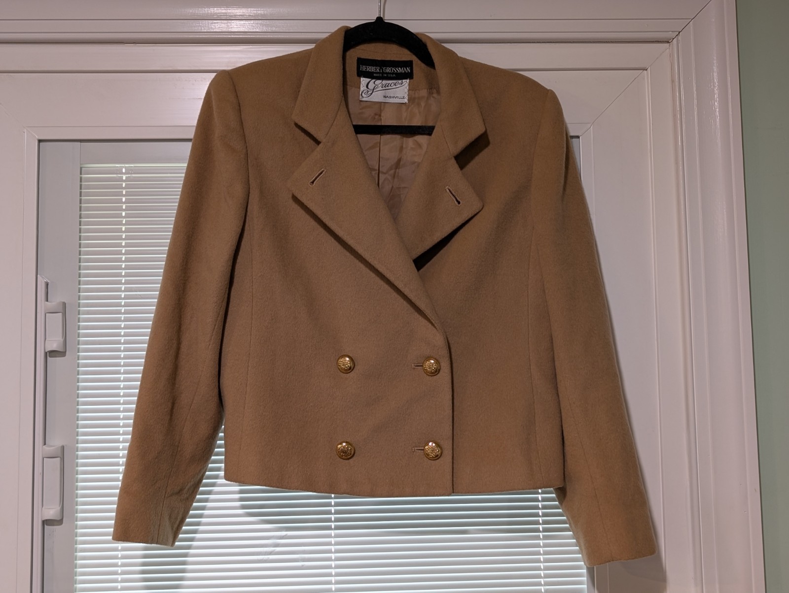 VTG Herbert Grossman Tan Blazer Wool Grace’s Nashville Crop Jacket Union Made 10