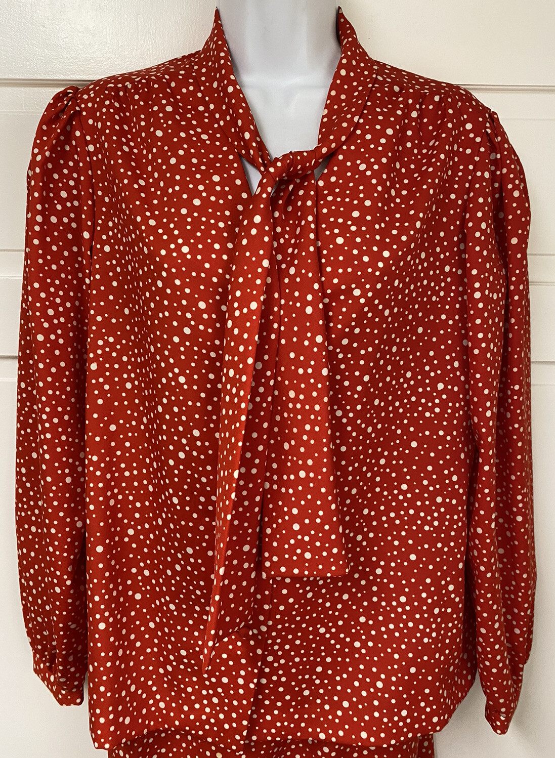 Vintage Young Traditions Red & White Tie Shirt & Wrap Secretary Greek Skirt 10