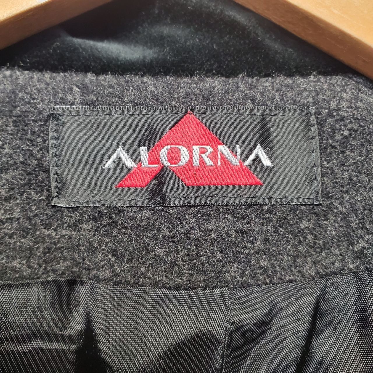 VTG Alorna Gray Wool Coat Trench Long Swing Velvet Trim Thick Warm USA Sz 16W