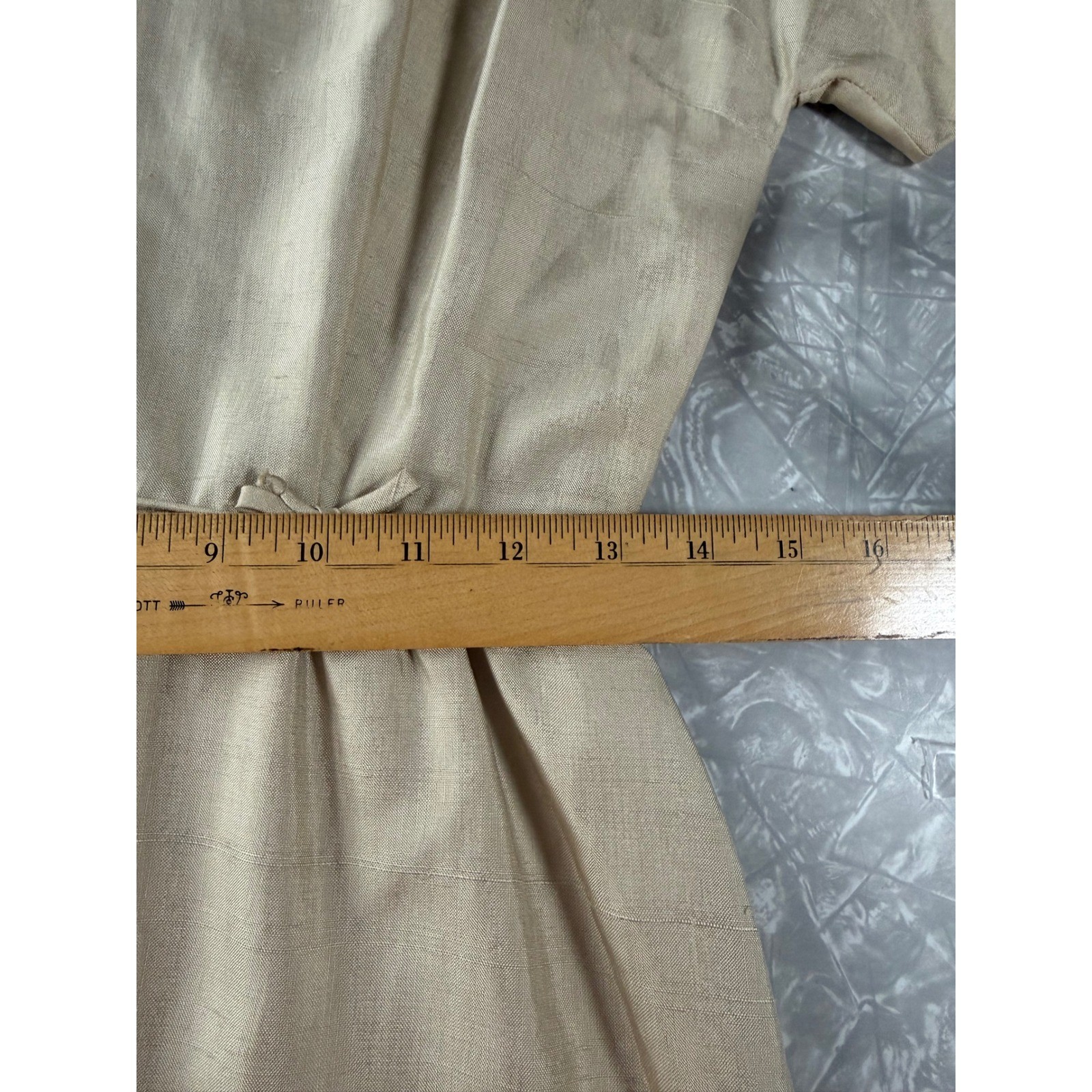 Vintage Bobbie Brooks Champagne Raw Silk Sheath Dress 60s Bow S MCM Cocktail