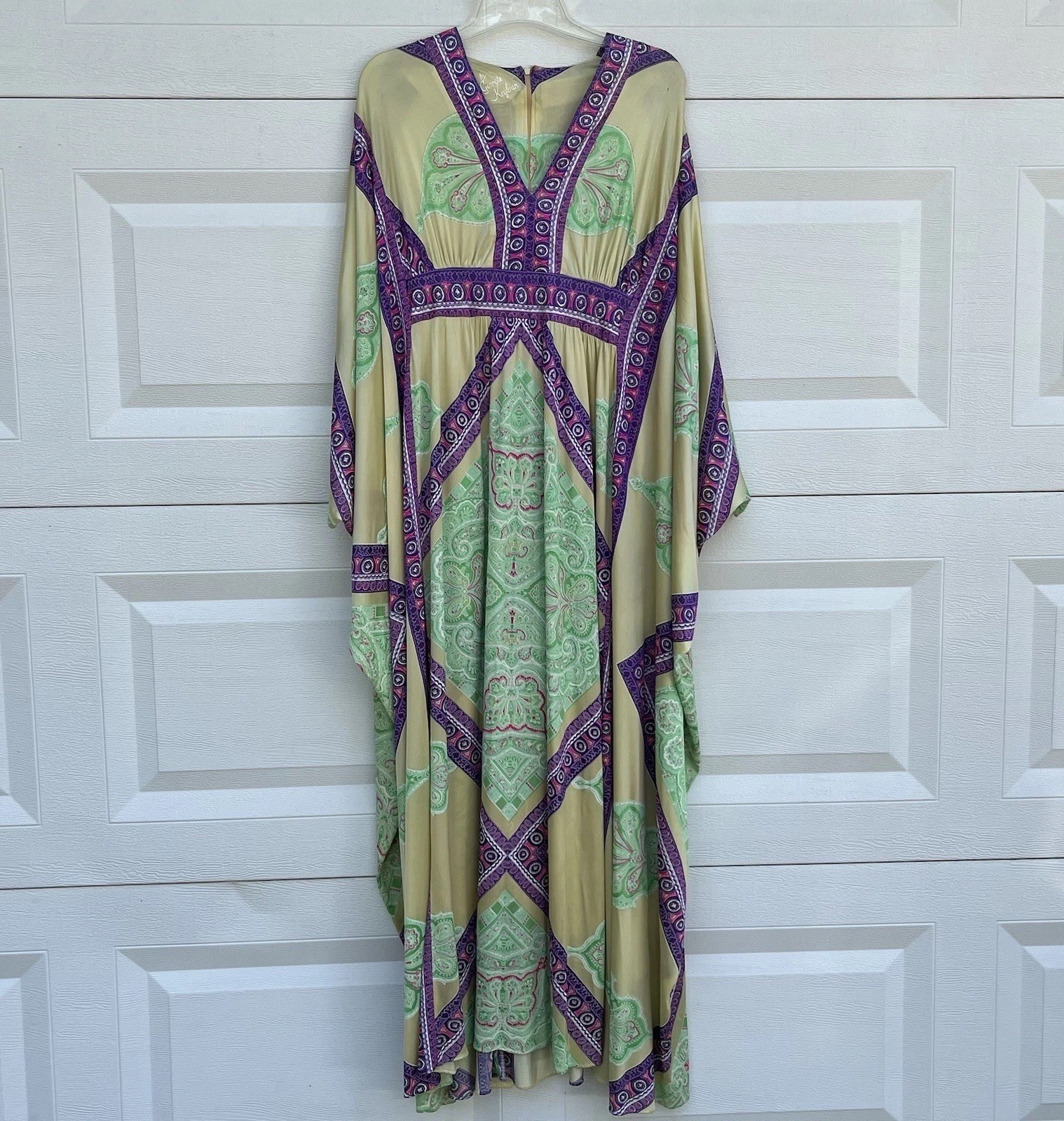VTG Georgie Keyloun Kaftan Dress Phychdelic Colorful Muumuu Maxi Gown Hostess