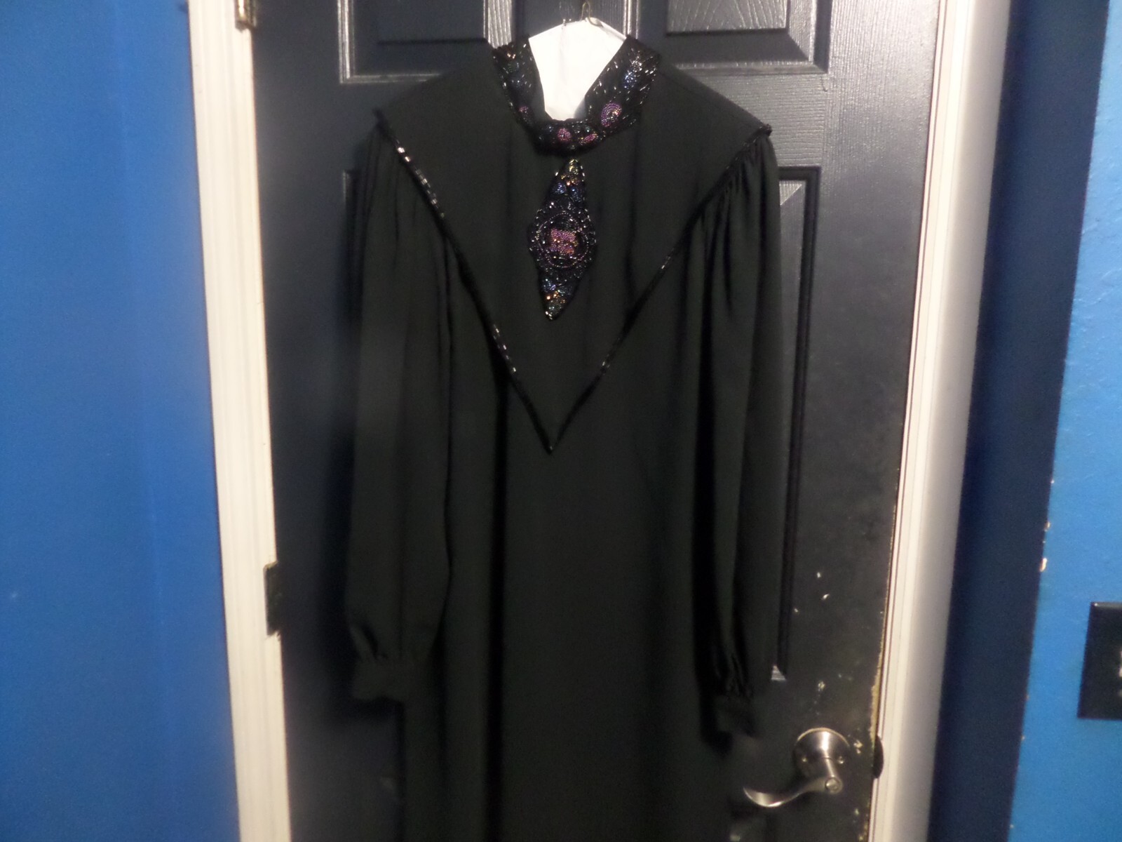 Miss Ashlee California Vintage Black Dress Padded shoulders Size 11/12 Sequins