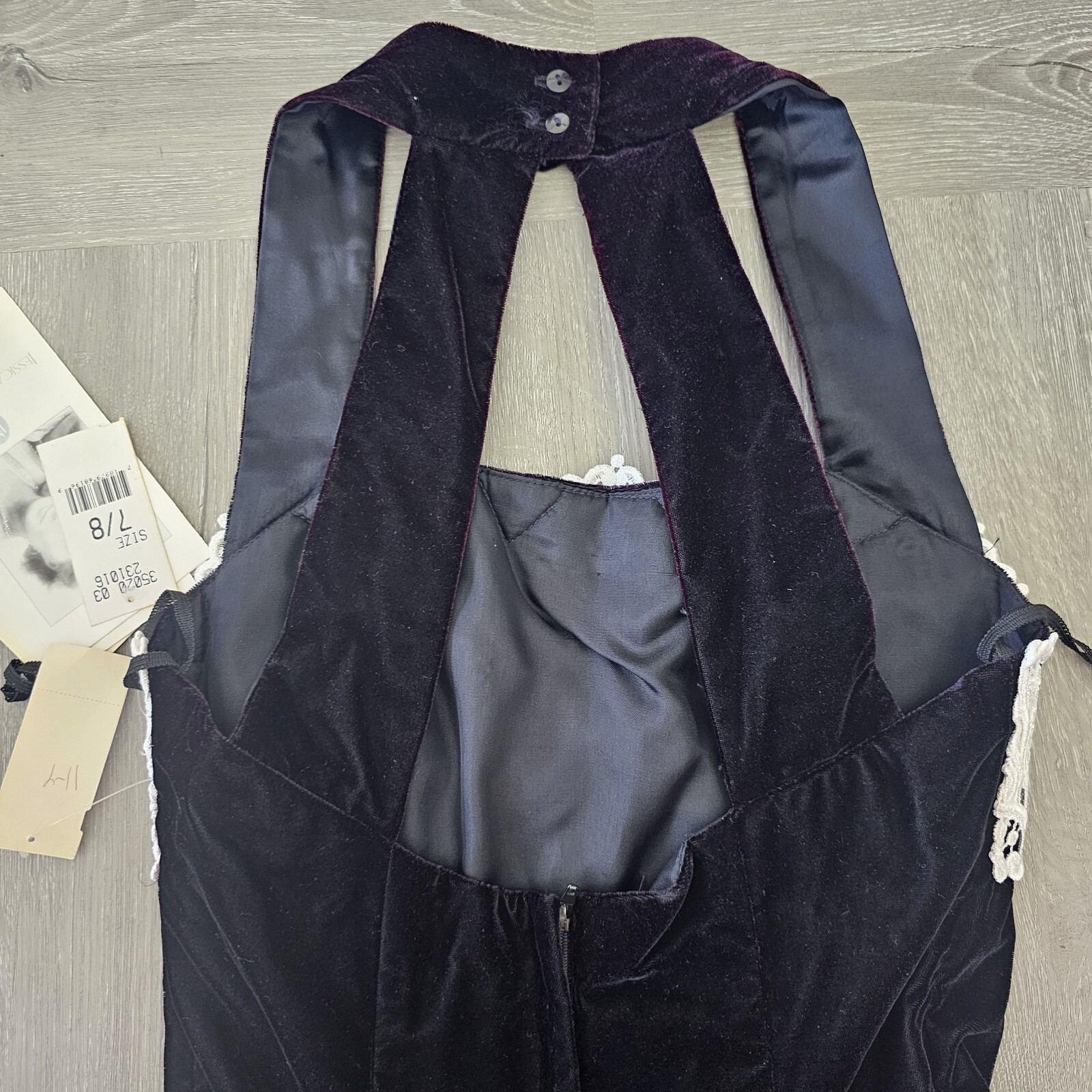 Vtg Jessica McClintock Women Size 7/8 Black With Tulle & 3 Crystals – NWT