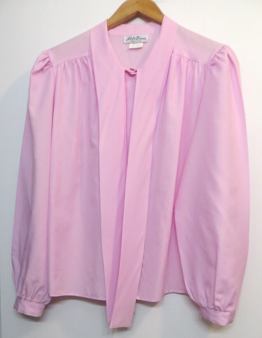 Vintage Lucky Winner Shirt Womens 10 Light Pink Button Up Lightweight Business