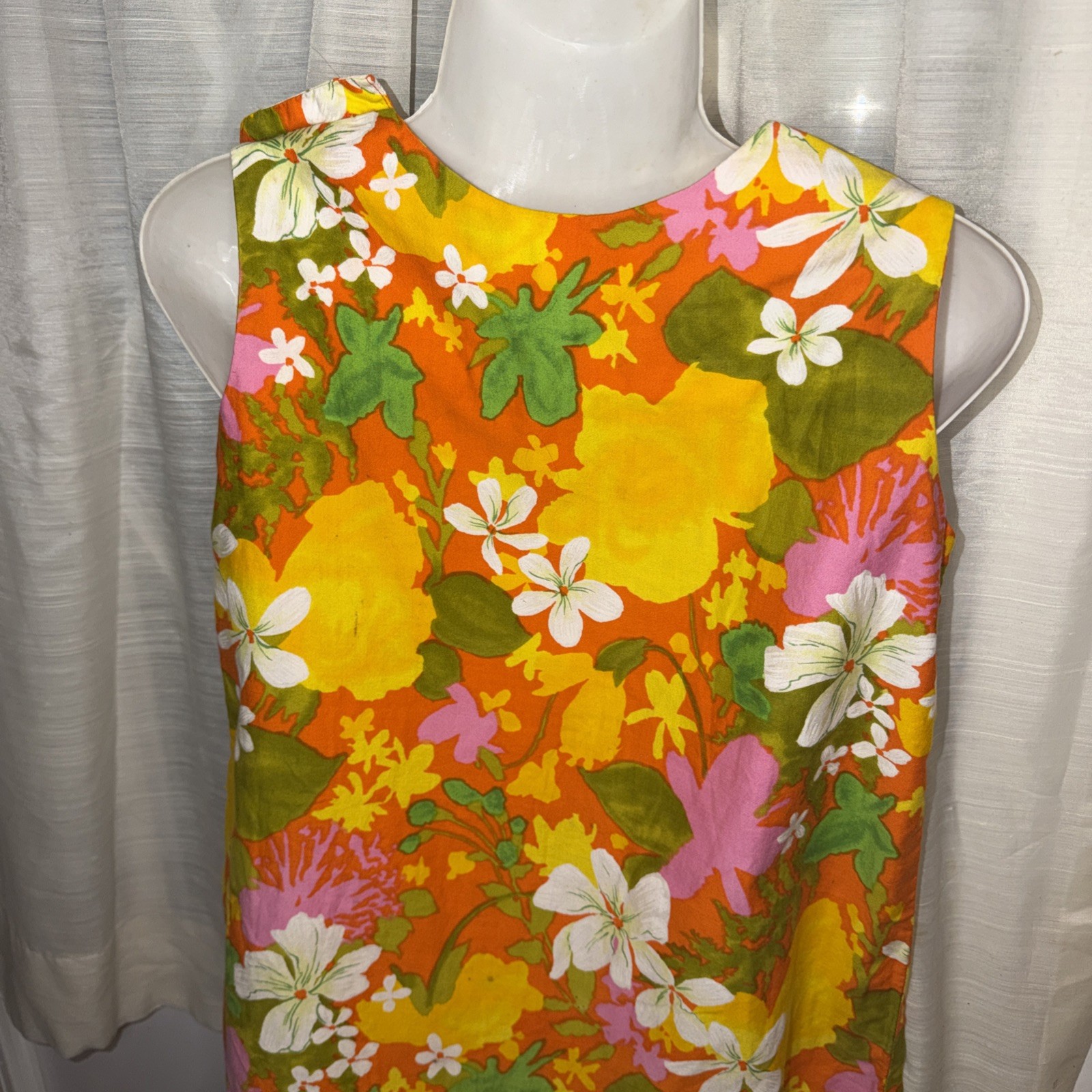 VTG Hookano Girls Floral dress Hawaii shift sleeveless drop waist Size 8 RARE!