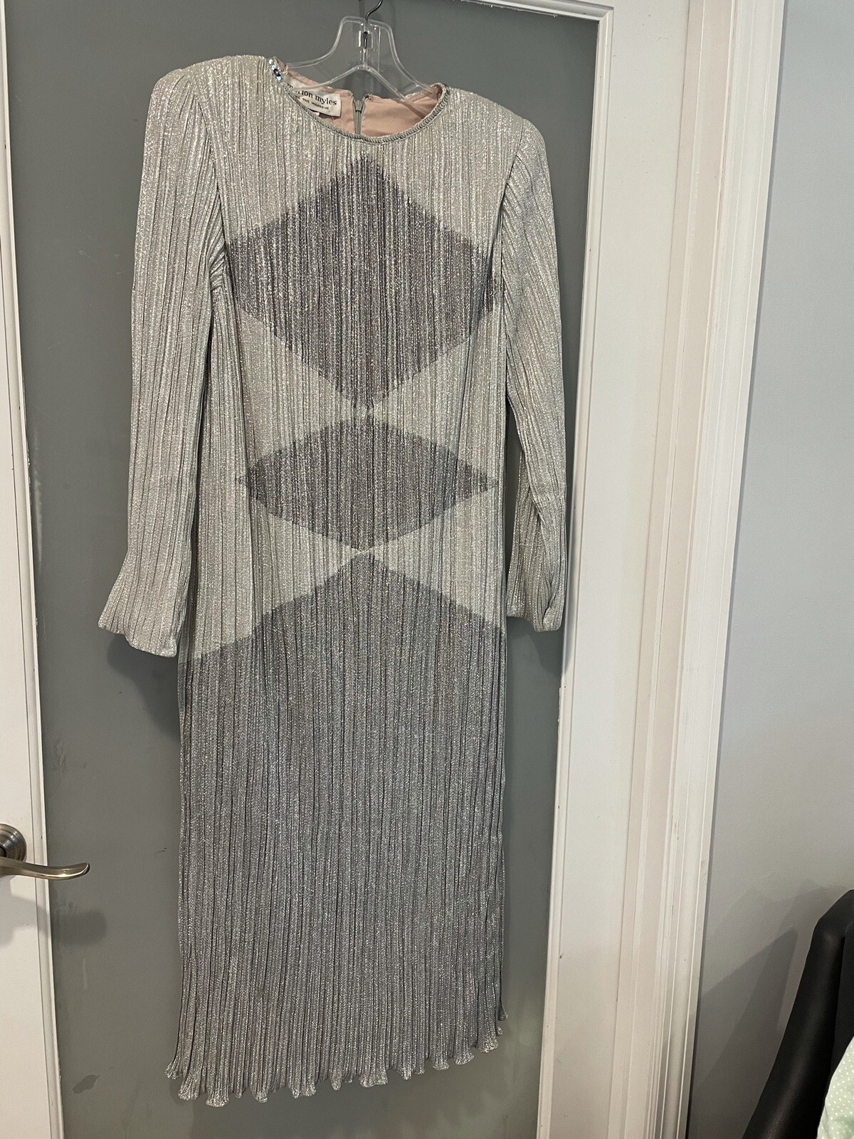 80s Vintage Morton Myles For The Warrens Sz 12 Silver Lame Dress Stunning !