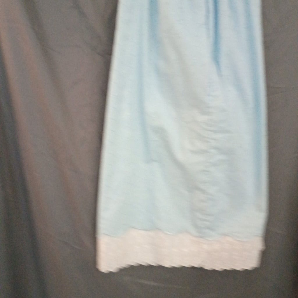 Vintage Light Blue Cottagecore Cotton Eyelet Nightgown with White Lace Trim and