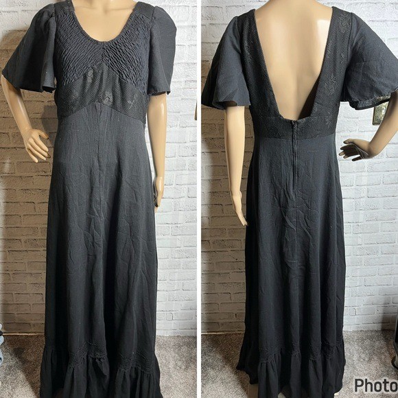 Rags by Kressandra vintage 70s boho linen blend maxi dress 13