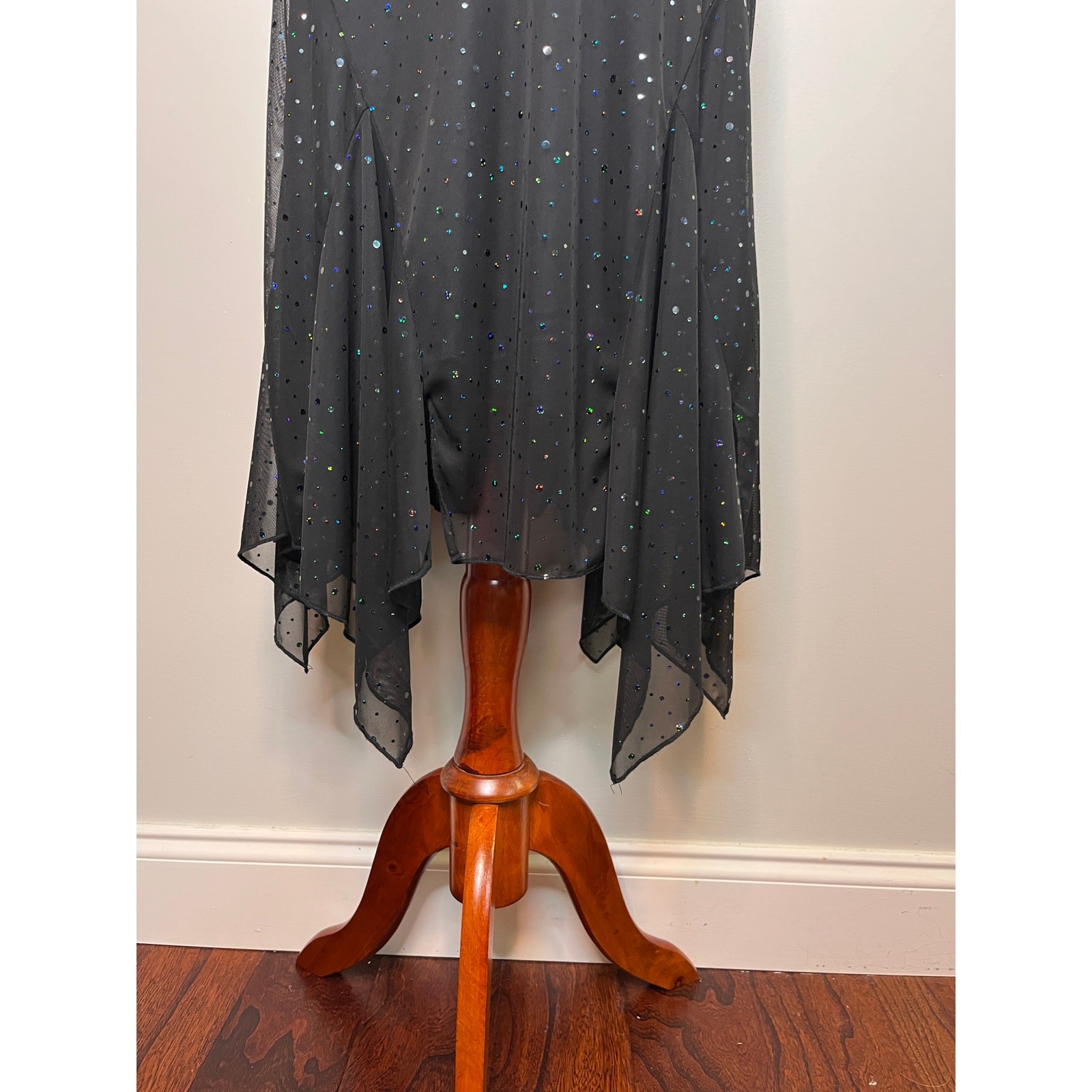 2000s Y2K Ruby Rox Black Sparkle Babydoll Whimsigoth Witch Hoco Prom Dress M