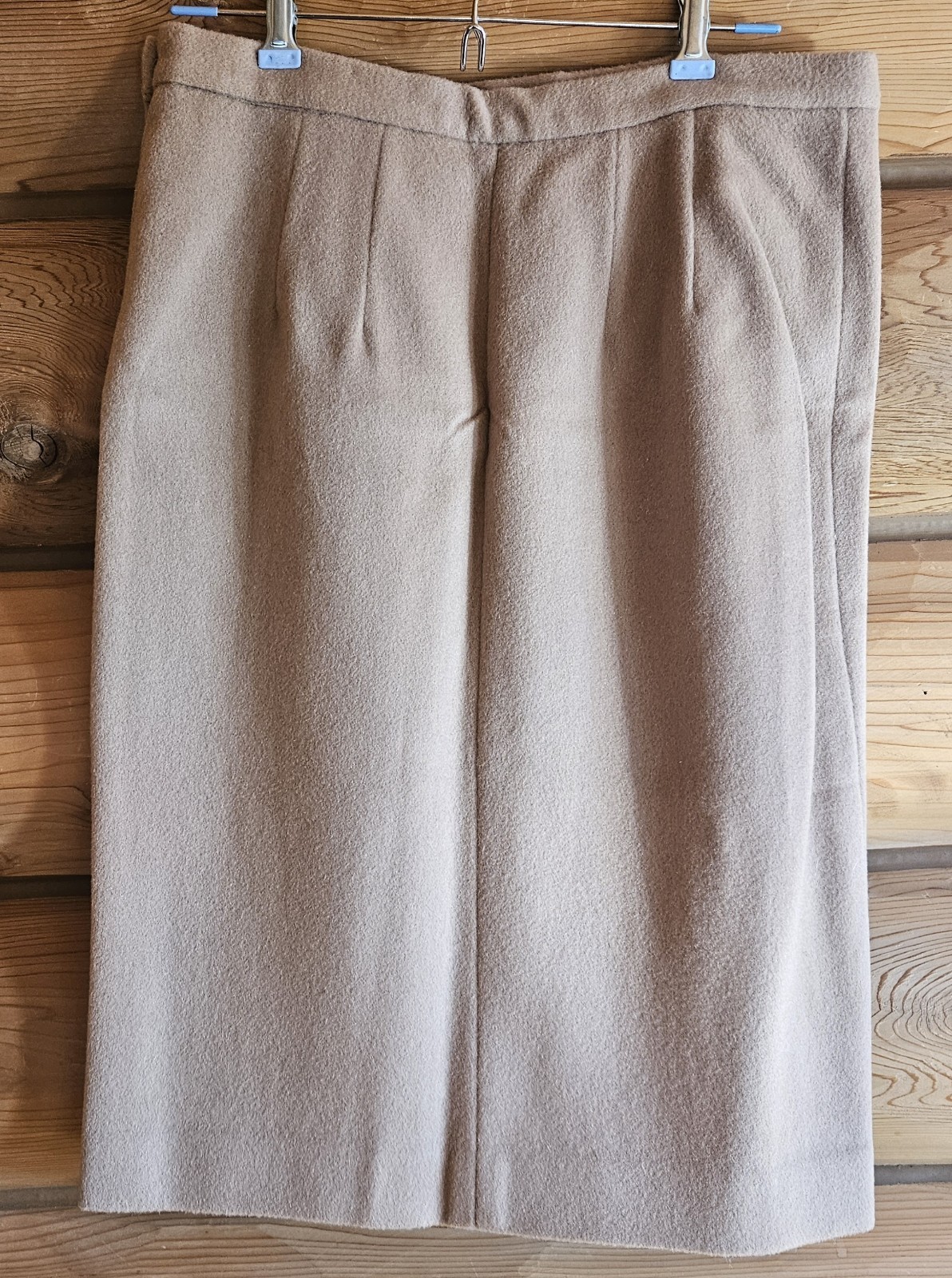 Vintage Tan Wool Skirt And Jacket Leopard Faux Fur Collor Buttons. Size 10