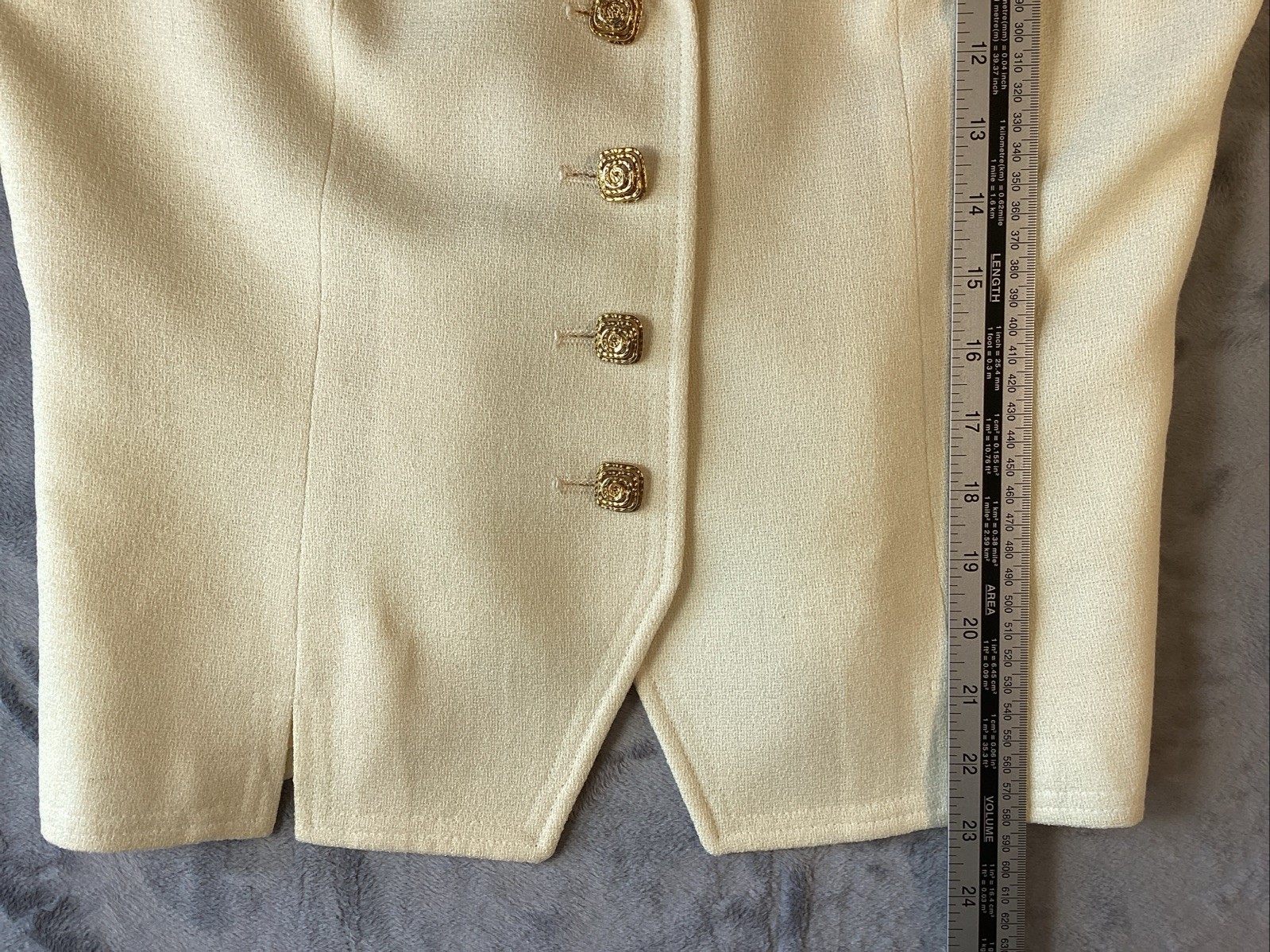 Vintage Y2K Herbert Grossman Cynthia Sobel Ivory Wool. Jacket Skirt Set Sz 10
