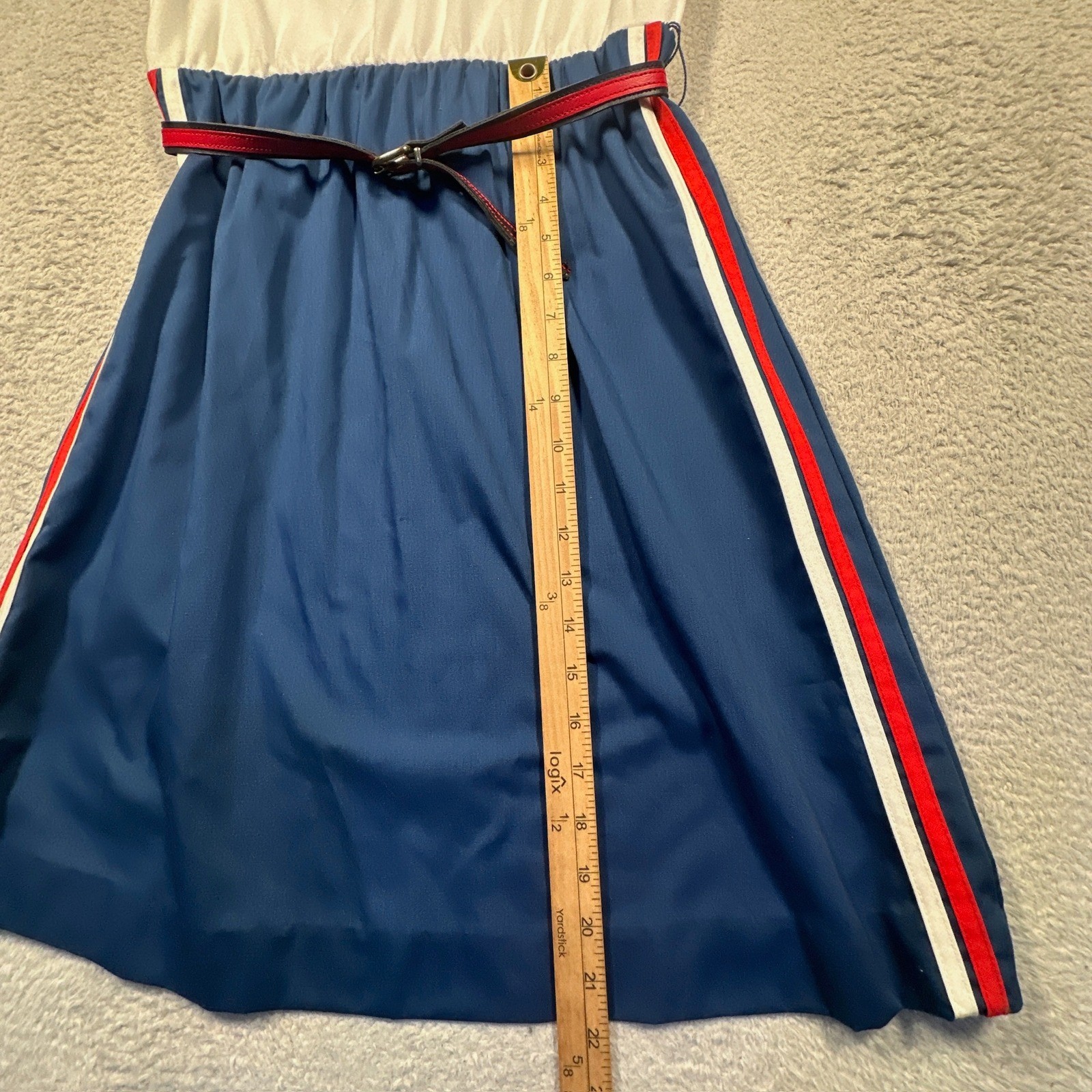 Sears The Sportdress Dress Women 11/12 Blue White Red 70s Vintage Union Made USA