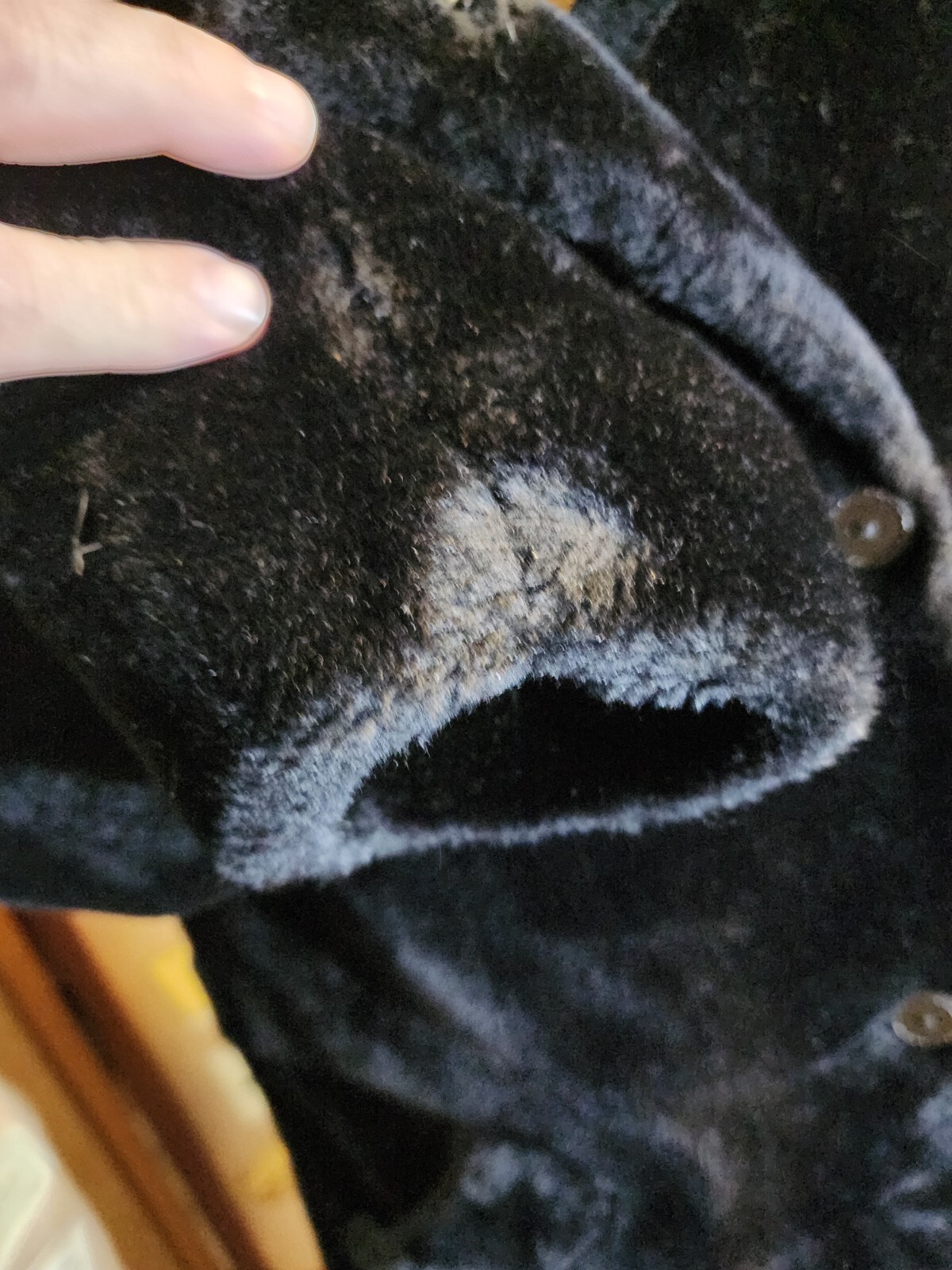Borgana Faux Fur Black Coat Mod Size 18 Union Label Leather Accents Vintage 1960