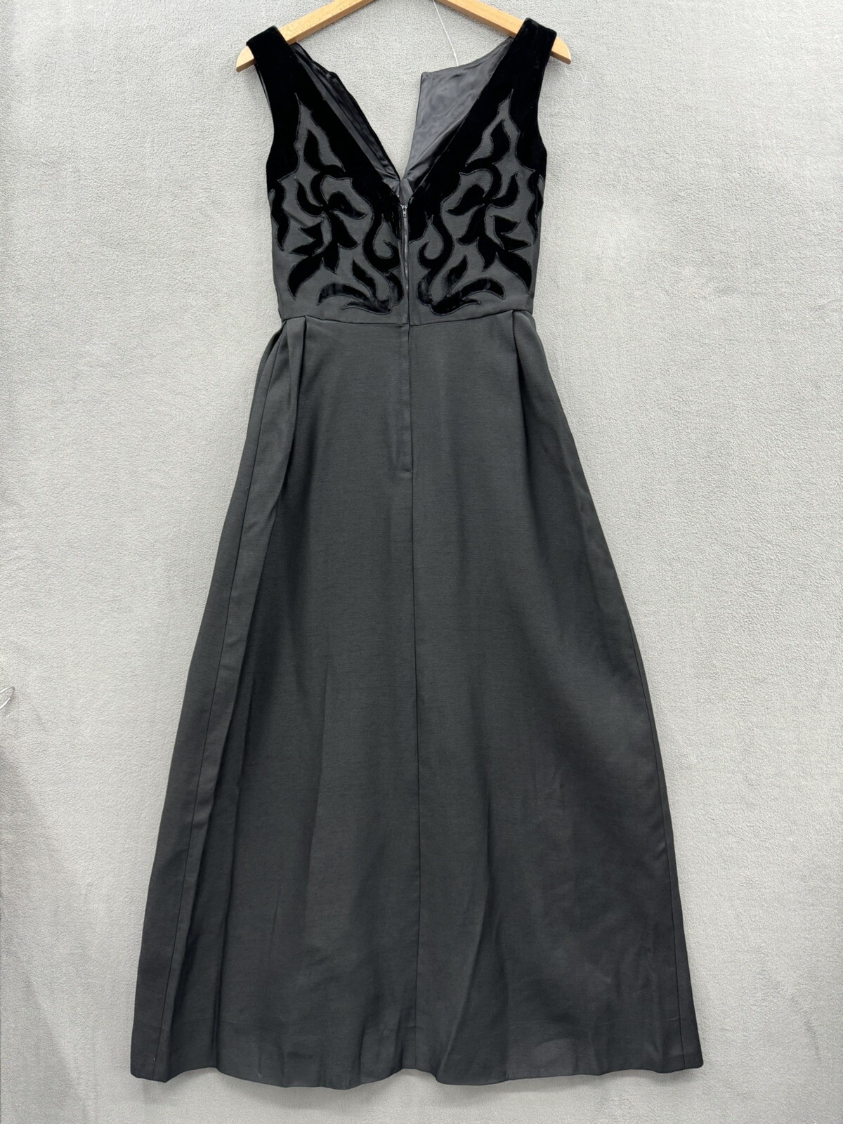 VTG 50’s 60’s Women’s Black & Velvet Wool Evening Dress Tag See Measurements