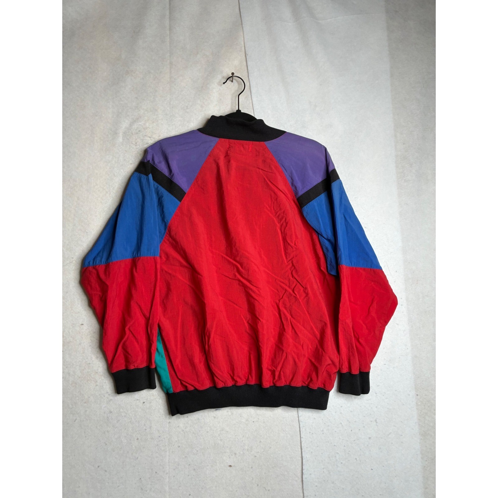 Blast Petites Vintage 80s Colorblock Windbreaker Jacket Red Purple Blue Teal