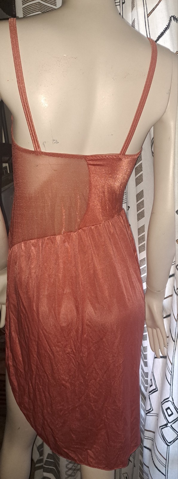 Vtg Vassarette Sheer Beginning Gown Dress 36 Coral Orange 70s Ballerinacore