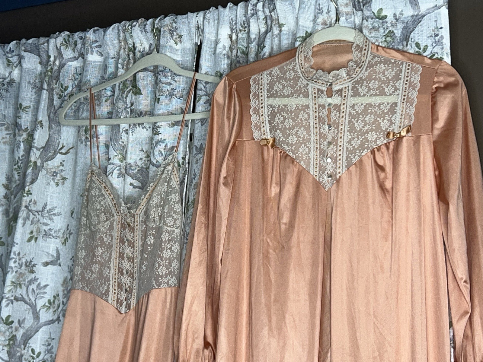 Vintage Pin-up 50”s Henson Kickernick Peach Lace Babydoll Nightgown Robe Set Sm