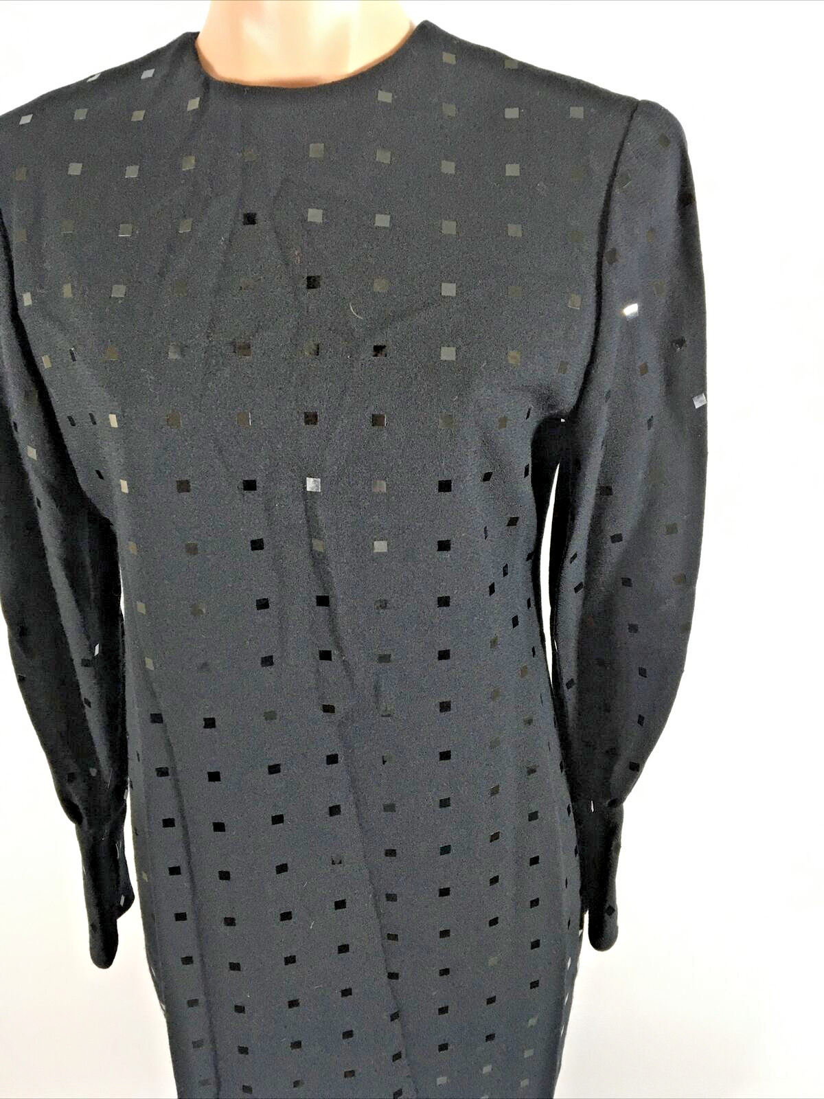 Stanley Platos Square Sequin Long Sleeve Martin Ross black Cocktail Dress LBD 8