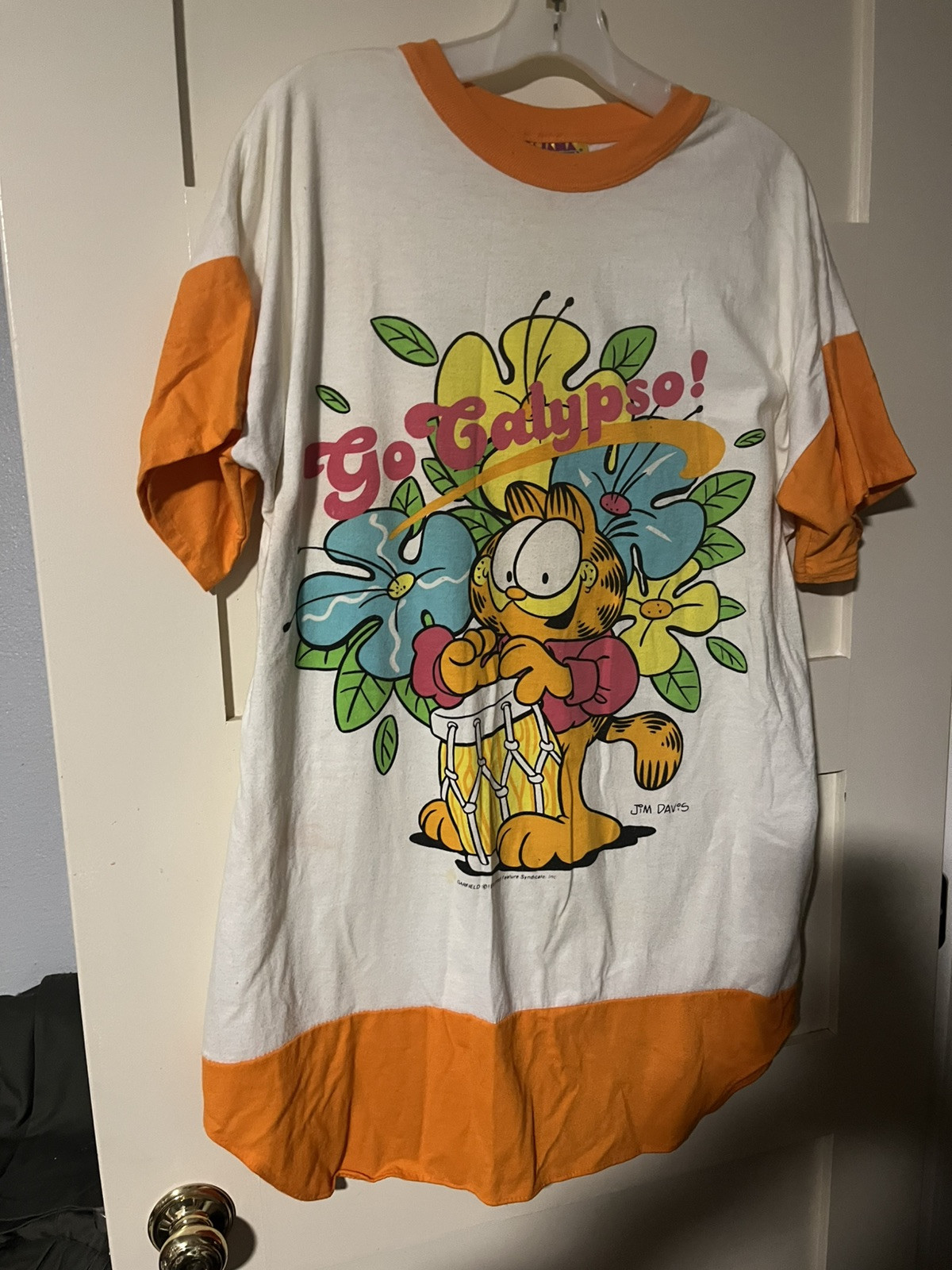 Vtg 70’s Garfield „Go Calypso” Women’s Sleep Shirt Pajama Party