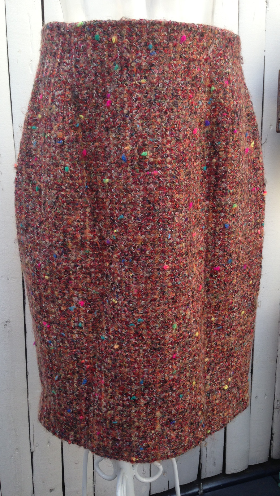 BERGDORF GOODMAN Mohair Skirt Hi Waist Jennifer George Boucle Nubby Tweed 8