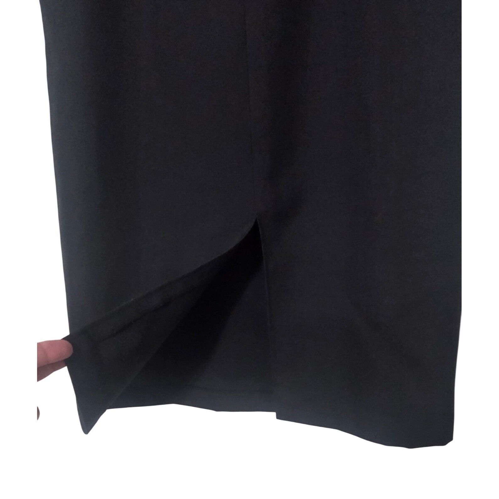 Vintage Black Pencil Skirt Tailored Midi High Waist Office Career Size XS W26″