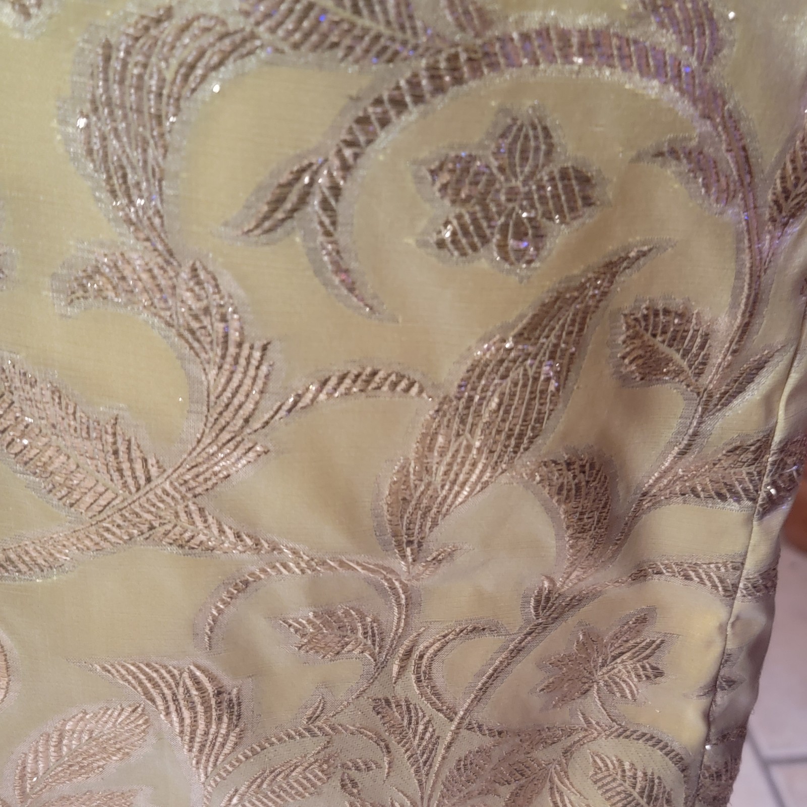 Vintage Lilli Diamond Pants & Dress Set Green & Gold Brocade