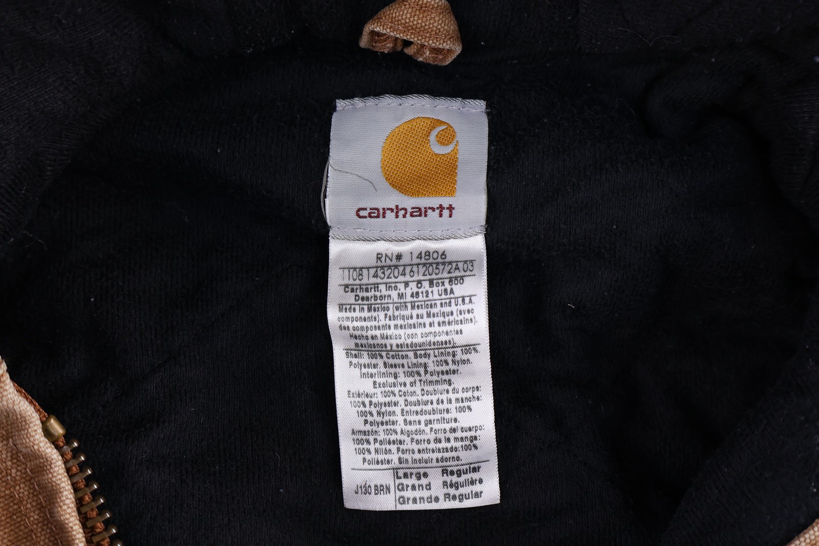 Carhartt Logo Patch Tan Full Zip Jacket