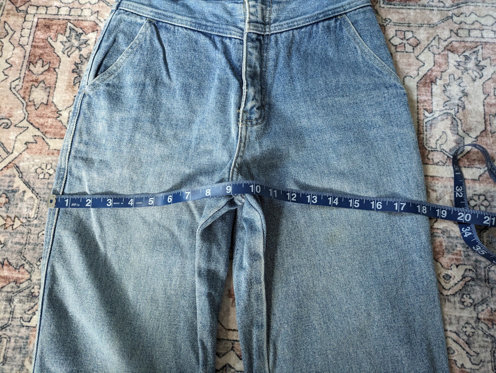 Vintage Basic Helium Pleated Blue Distressed Denim Jeans Pockets Women’s Size XS