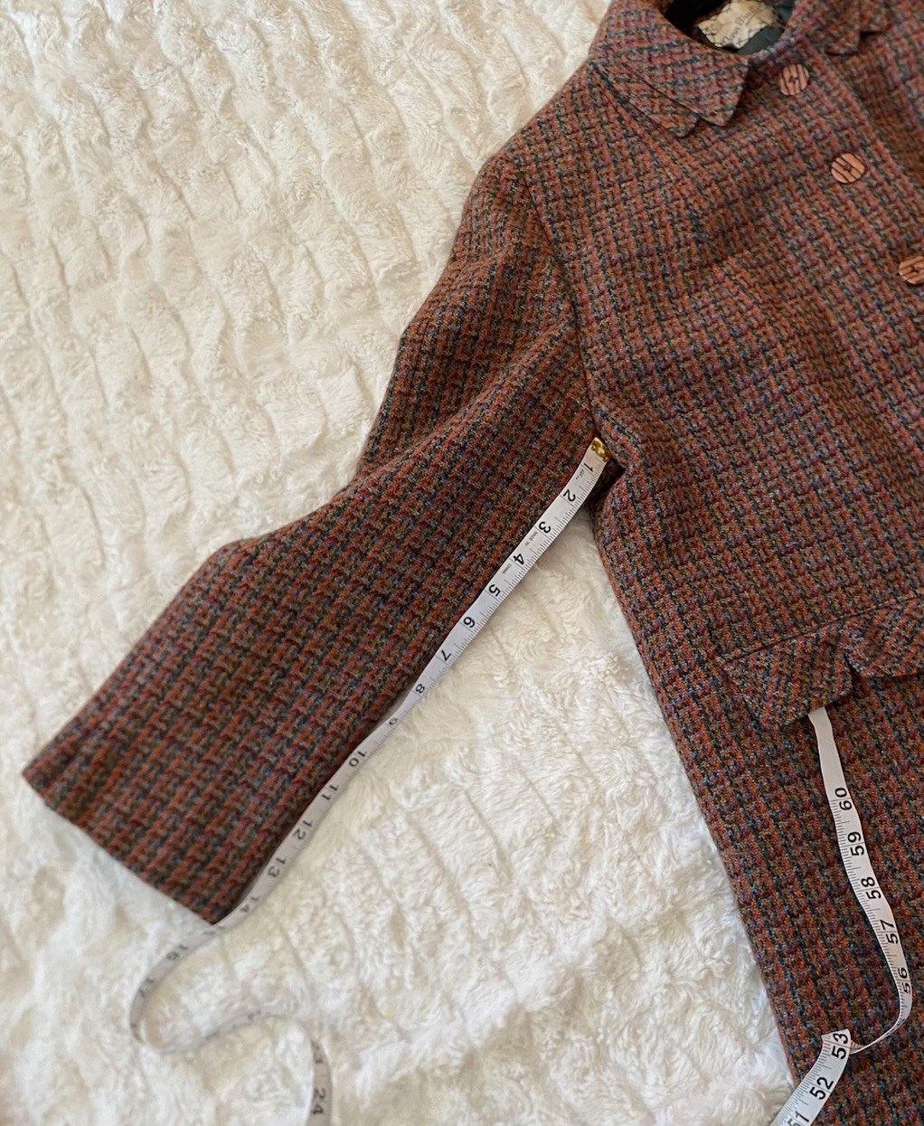 VTG Tar-Shire 1960’s Women’s Harris Tweed Wool Houndstooth Coat Size L XL EUC