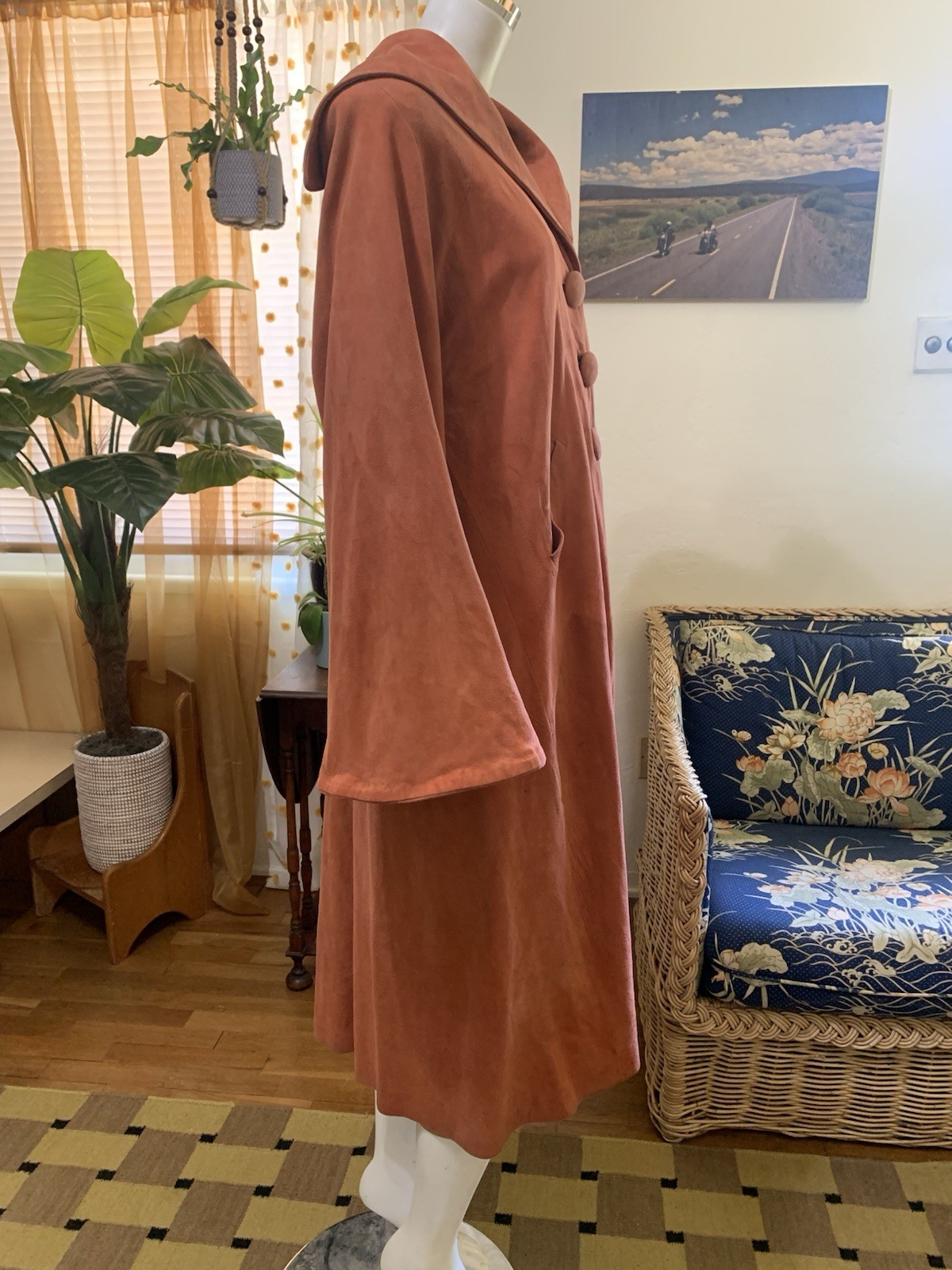 1930s 1940s RARE vintage Hudson Bay Fur Company Suede Leather CORAL Coat Jacket