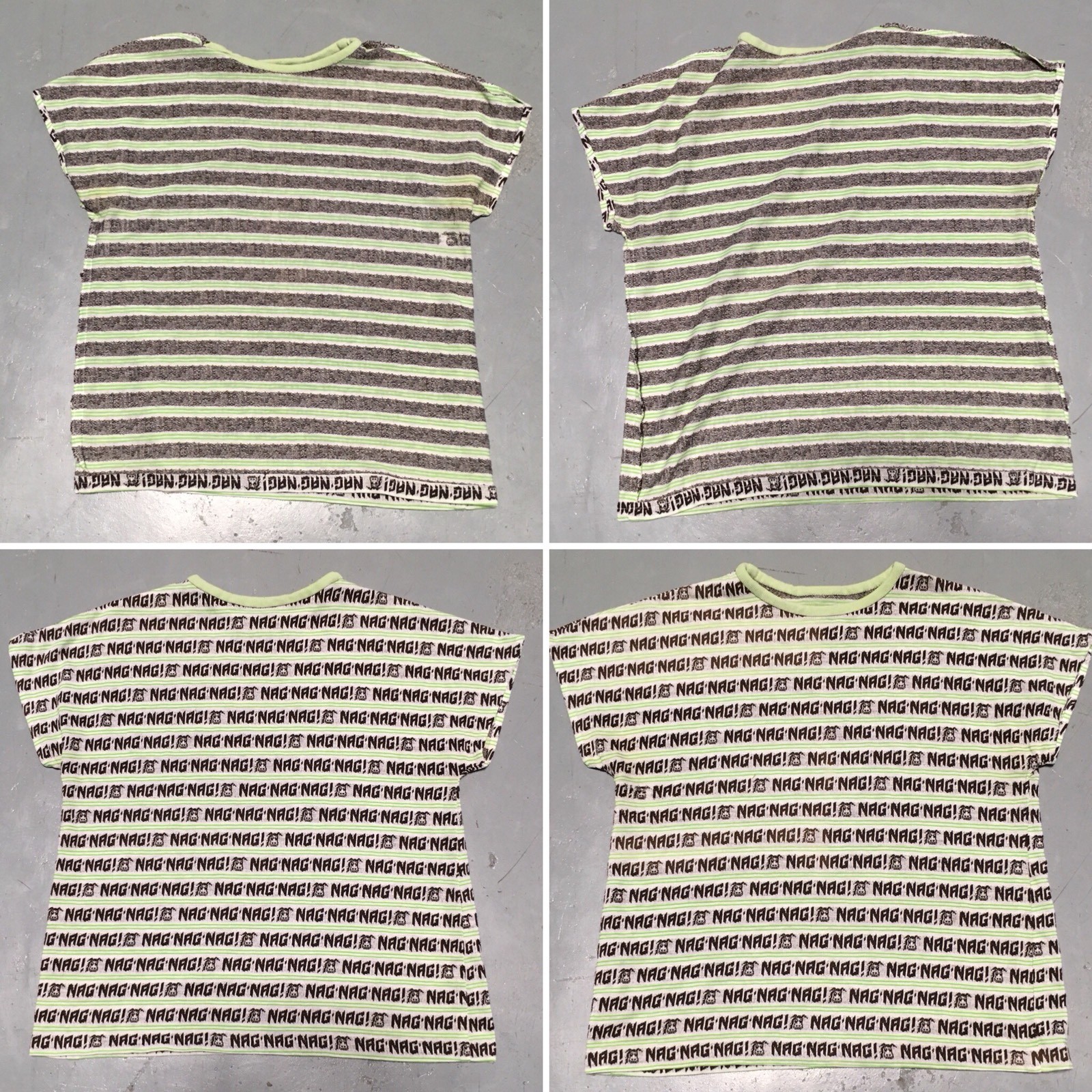 NAG NAG NAG T Shirt Top All Over Print Pattern Tee Striped Donkey Horse