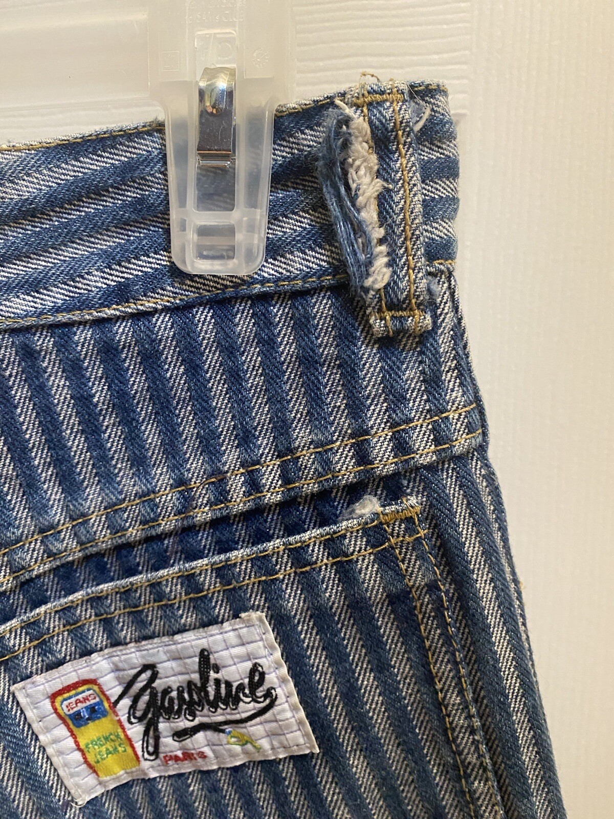 VTG 1980s High Waisted Striped GASOLINE JEANS | Paris, France | 100% Cotton | 28