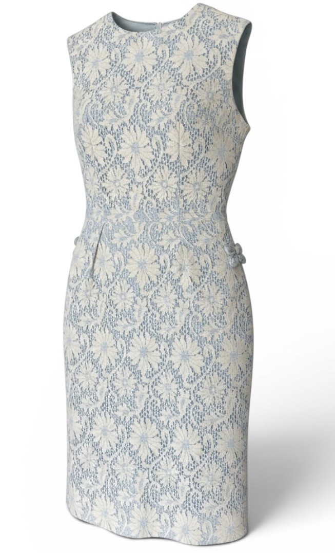 Vintage 1960S Carol Craig Jackie O Style Lace Sheath Dress Rosette Detail
