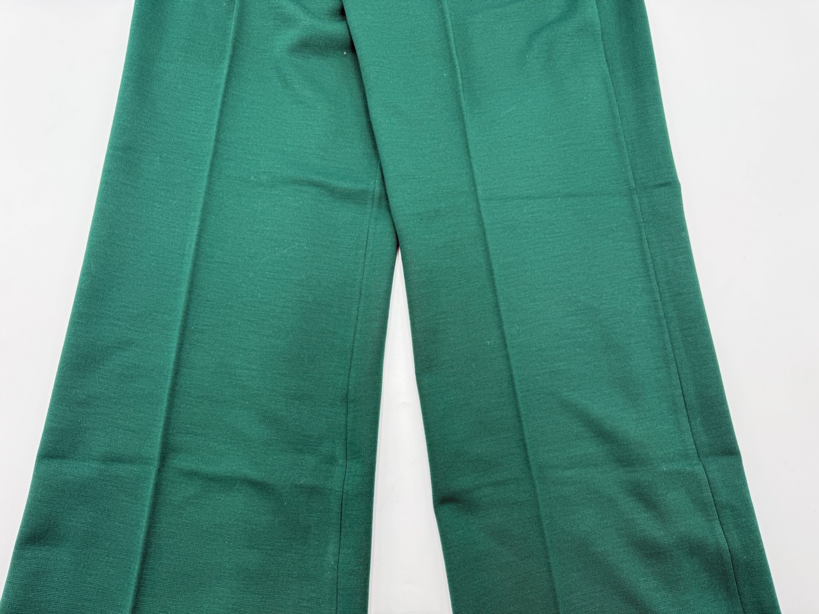 Vintage Womens 1970s Bell Bottom Pants Stretch Waist Polyester Knit Size 18